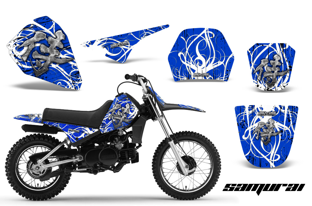 Yamaha PW80 Graphics Kit Samurai White Blue